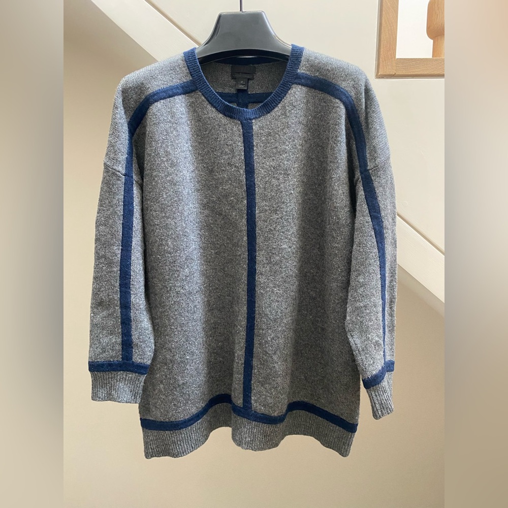 Oversized J. Crew Italian Cashmere Gray and Blue Sweater